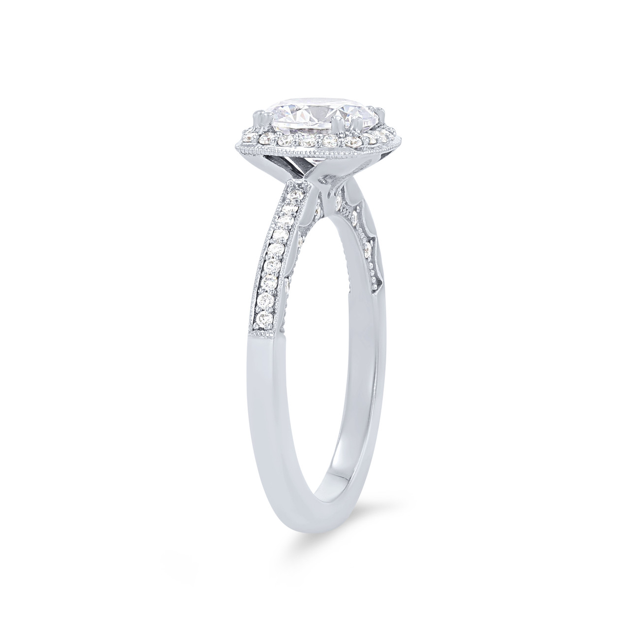 Tacori Coastal Crescent Cushion Halo Pave Engagement Setting