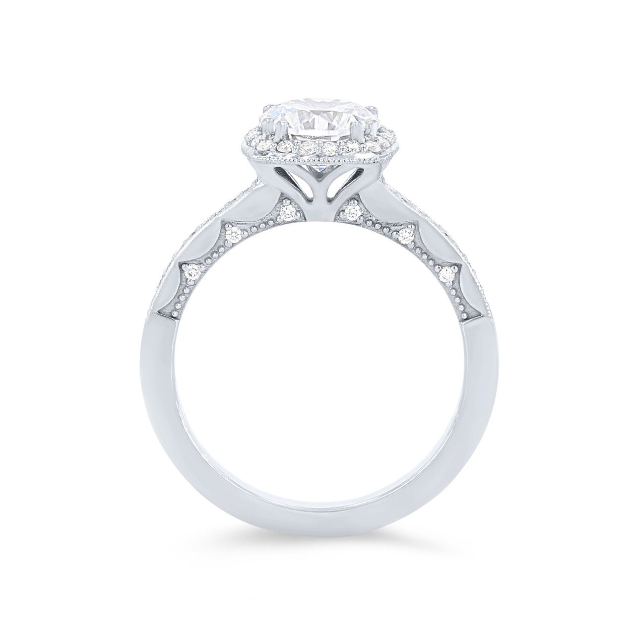 Tacori Coastal Crescent Cushion Halo Pave Engagement Setting