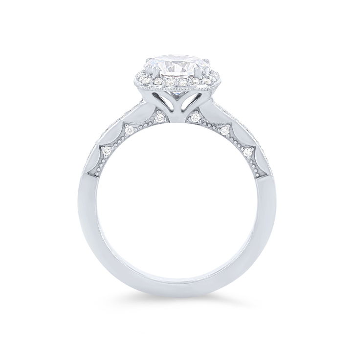Rose Gold 14K Tacori Coastal Crescent Cushion Halo Pave Engagement Setting