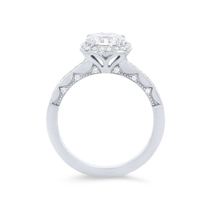 Tacori Coastal Crescent Cushion Halo Pave Engagement Setting In Yellow Gold 14K