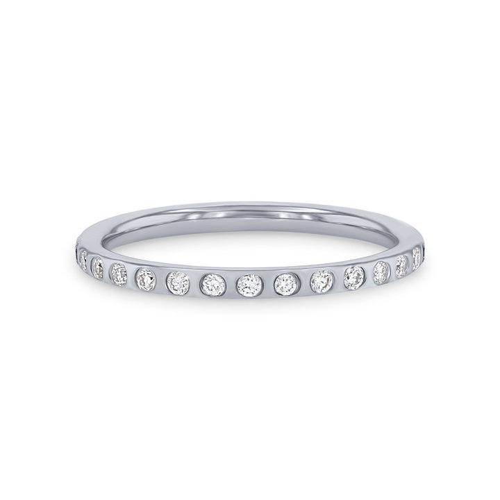 Inlay Diamond Eternity Wedding Band In White Gold 14K