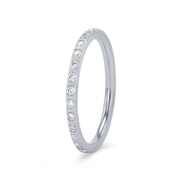 Inlay Diamond Eternity Wedding Band In White Gold 14K