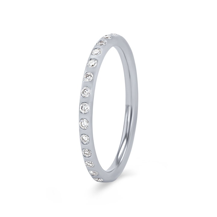 Inlay Diamond Eternity Wedding Band In White Gold 14K