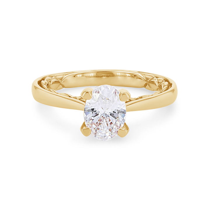 Yellow Gold 14K A. Jaffe Solitaire Cathedral Diamond Prong Engagement Setting