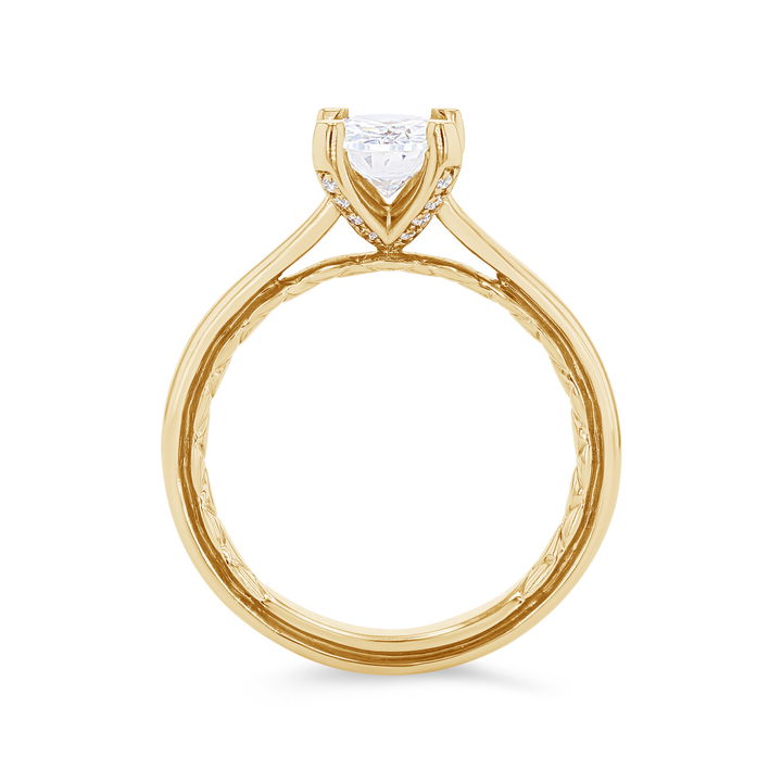 Yellow Gold 14K A. Jaffe Solitaire Cathedral Diamond Prong Engagement Setting