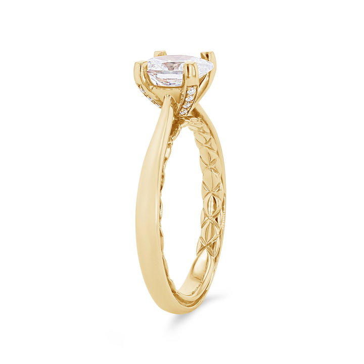 A. Jaffe Cathedral Diamond Prong Engagement Setting In Yellow Gold 14K