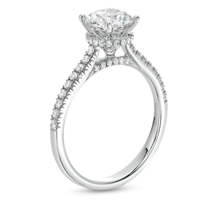 Simon G. Hidden Round Halo Engagement Setting In White Gold 18K