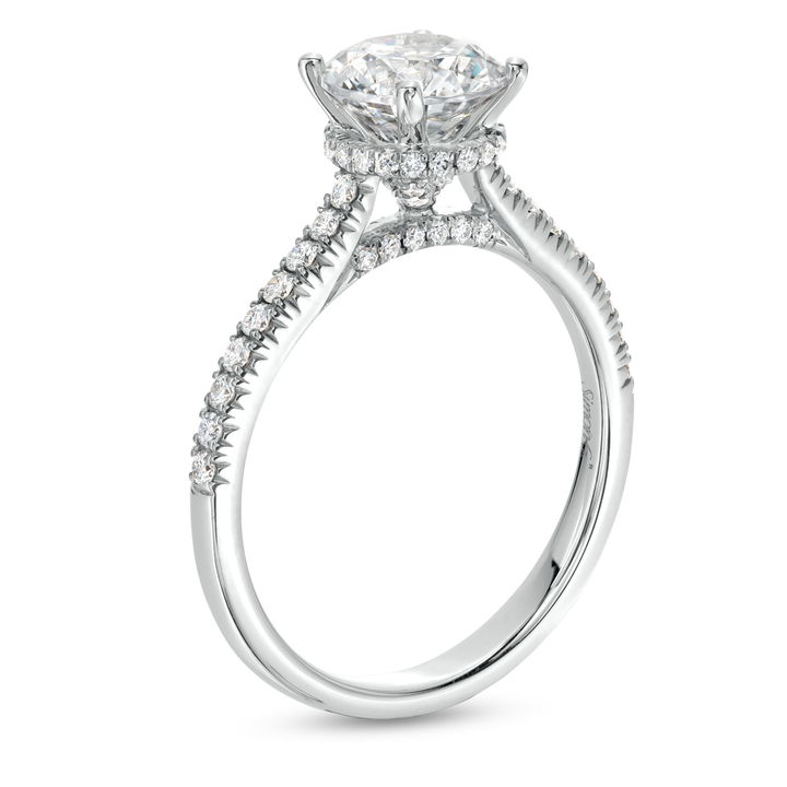 Platinum Simon G. Hidden Round Halo Engagement Setting