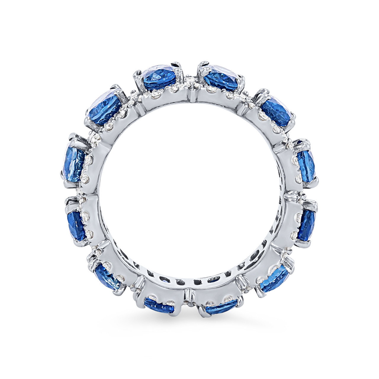 Sapphire and Diamond Halo Eternity Wedding Band 2