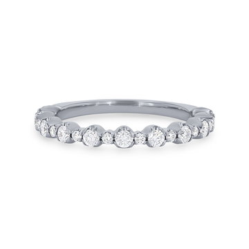 Alternating Round Diamond Wedding Band In White Gold 14K