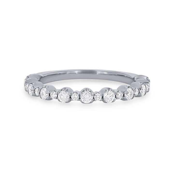 Alternating Round Diamond Wedding Band In White Gold 14K