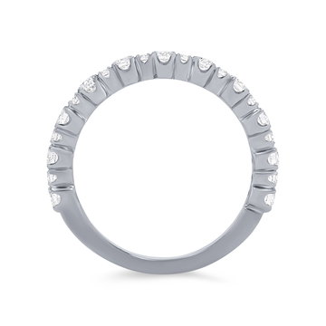 Alternating Round Diamond Wedding Band In White Gold 14K