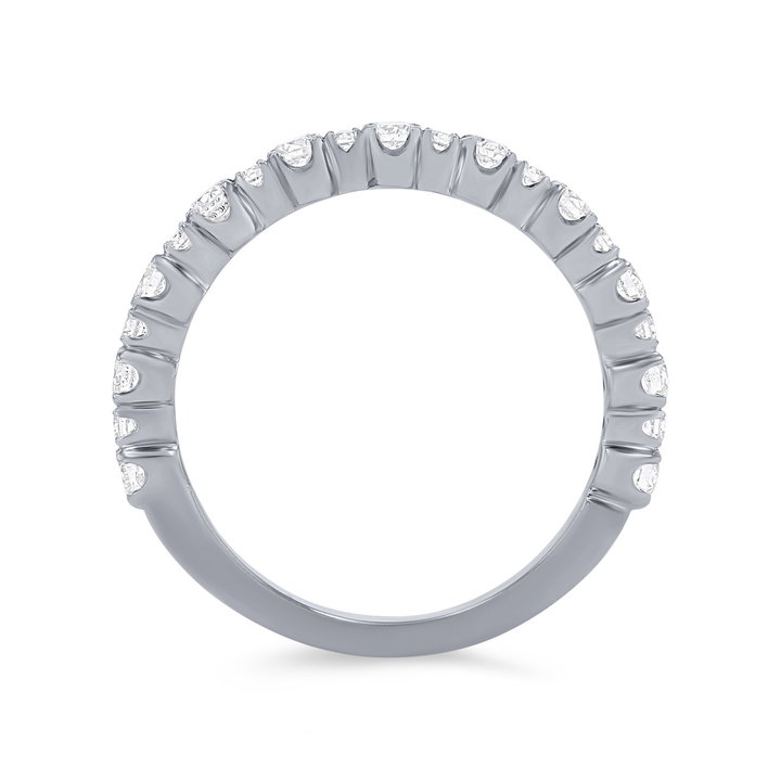 Alternating Round Diamond Wedding Band In White Gold 14K