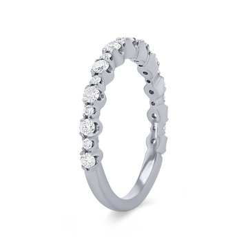 Alternating Round Diamond Wedding Band In White Gold 14K