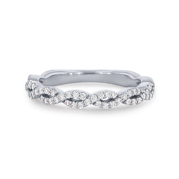 Artcarved Twist Full Diamond Wedding Band In White Gold 14K