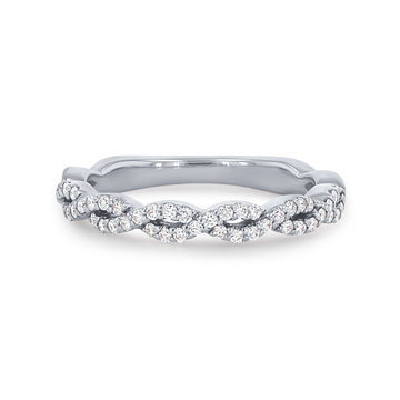 Artcarved Twist Full Diamond Wedding Band In White Gold 14K