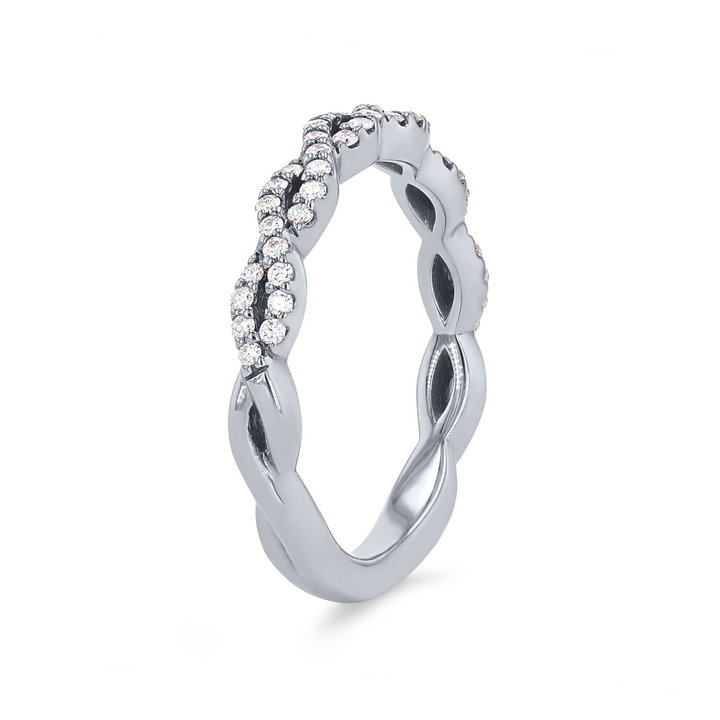 Artcarved Twist Full Diamond Wedding Band In White Gold 14K