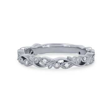 Artcarved Floral Filigree Wedding Band In White Gold 14K