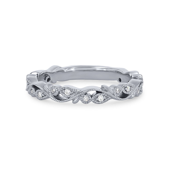 Artcarved Floral Filigree Wedding Band In White Gold 14K