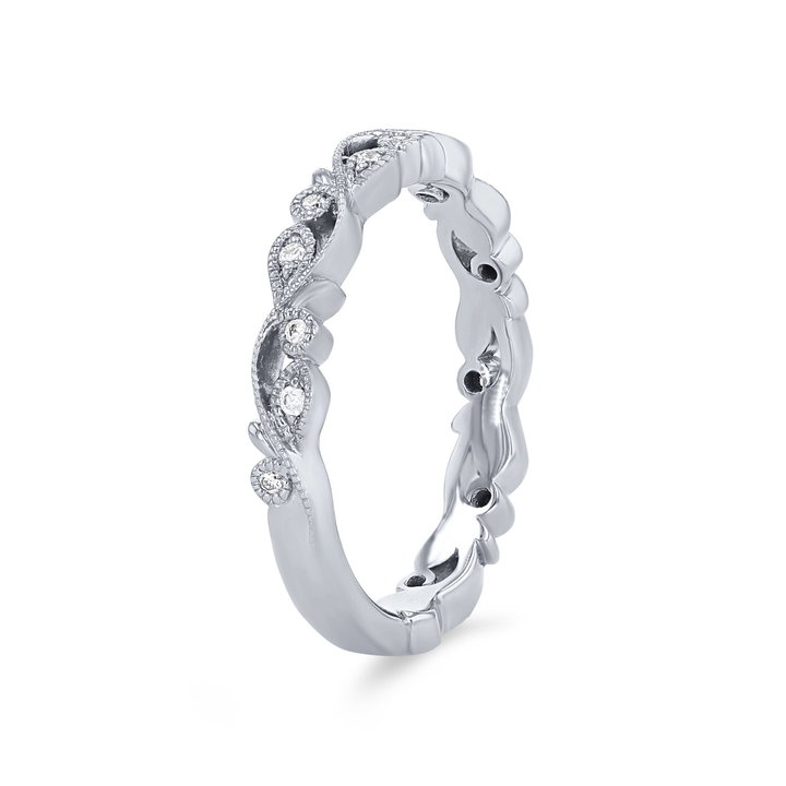 Artcarved Floral Filigree Wedding Band In White Gold 14K