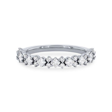 Offset Princess and Round Diamond Wedding Band