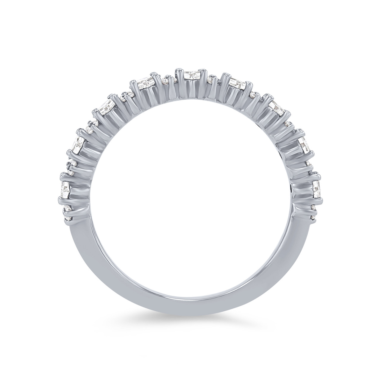 Offset Princess and Round Diamond Wedding Band