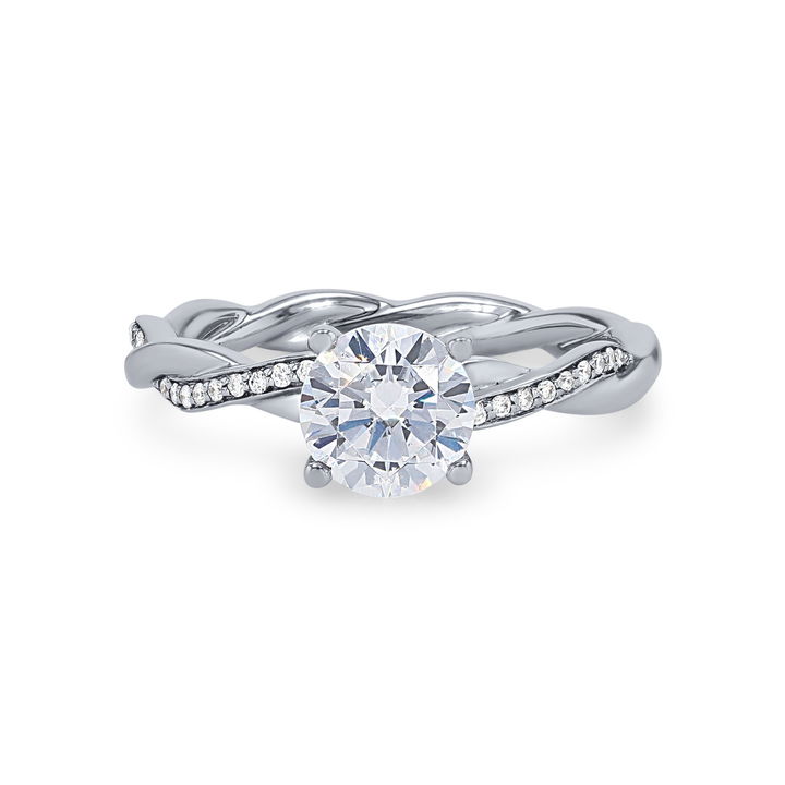 White Gold 14K Twist Half Diamond Engagement Setting
