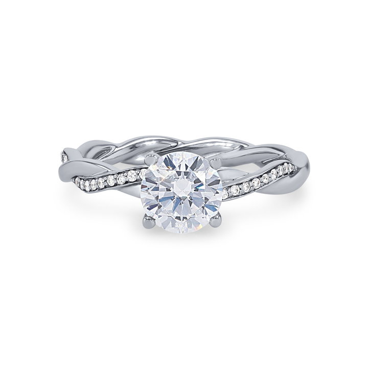 Twist Half Diamond Engagement Setting In White Gold 14K