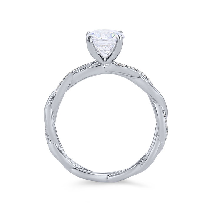 Twist Half Diamond Engagement Setting In White Gold 14K