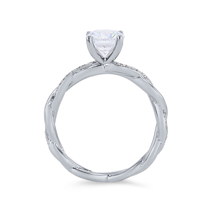 White Gold 14K Twist Half Diamond Engagement Setting