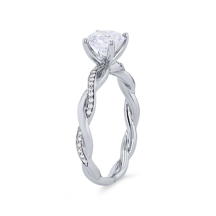 Twist Half Diamond Engagement Setting In White Gold 14K