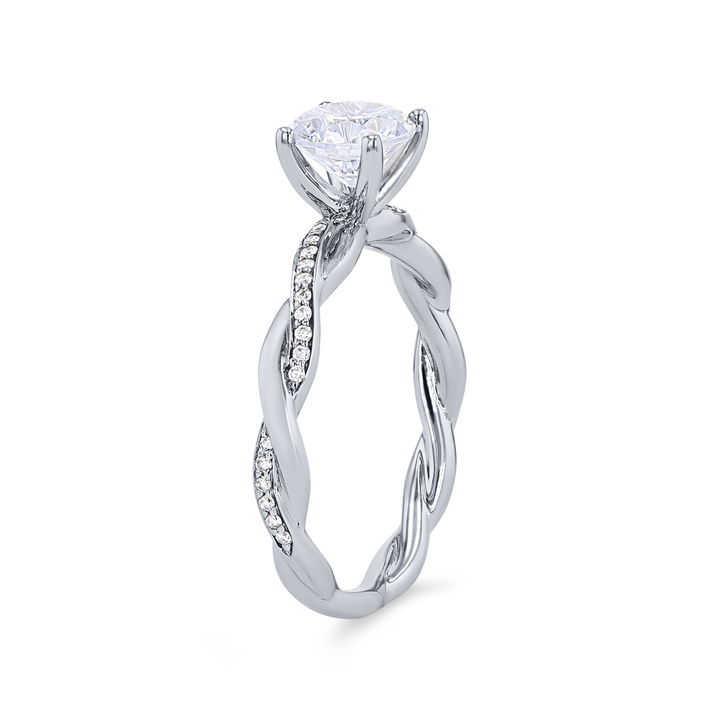White Gold 14K Twist Half Diamond Engagement Setting