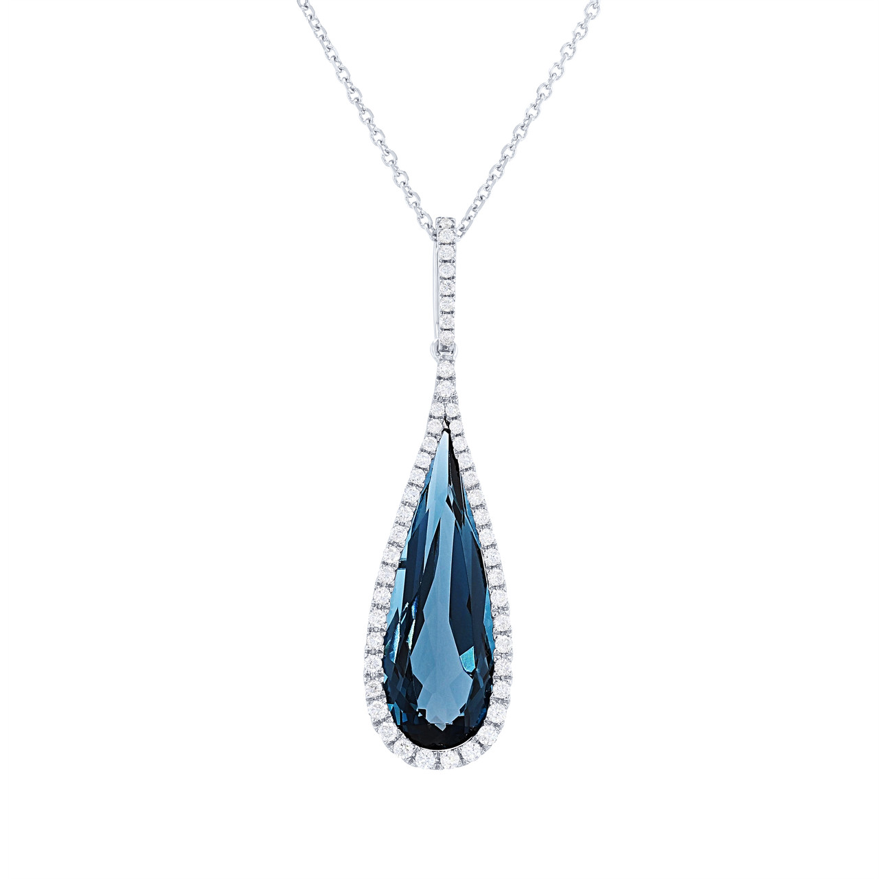 London Blue Topaz Halo Drop Pendant 0