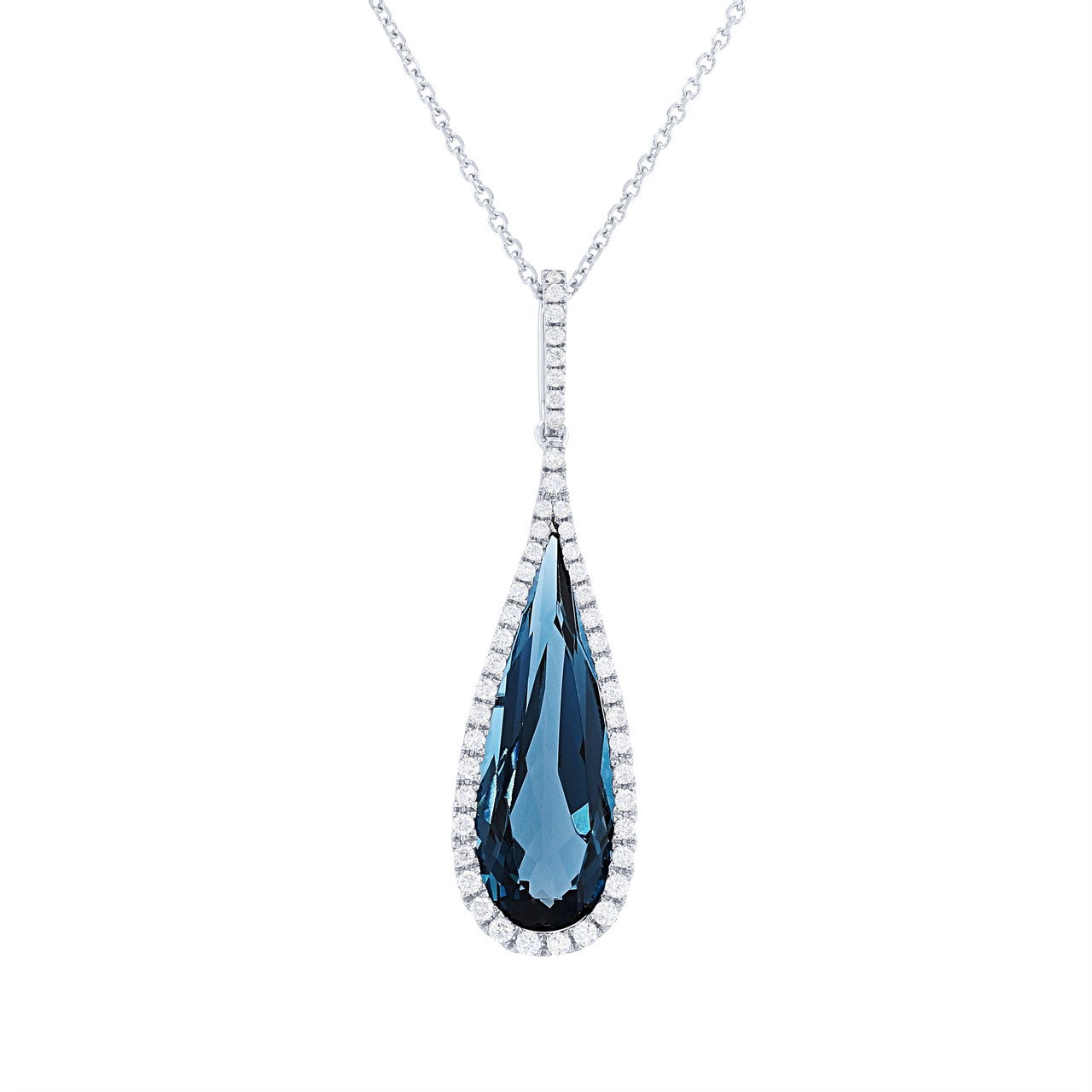 London Blue Topaz Halo Drop Pendant 0