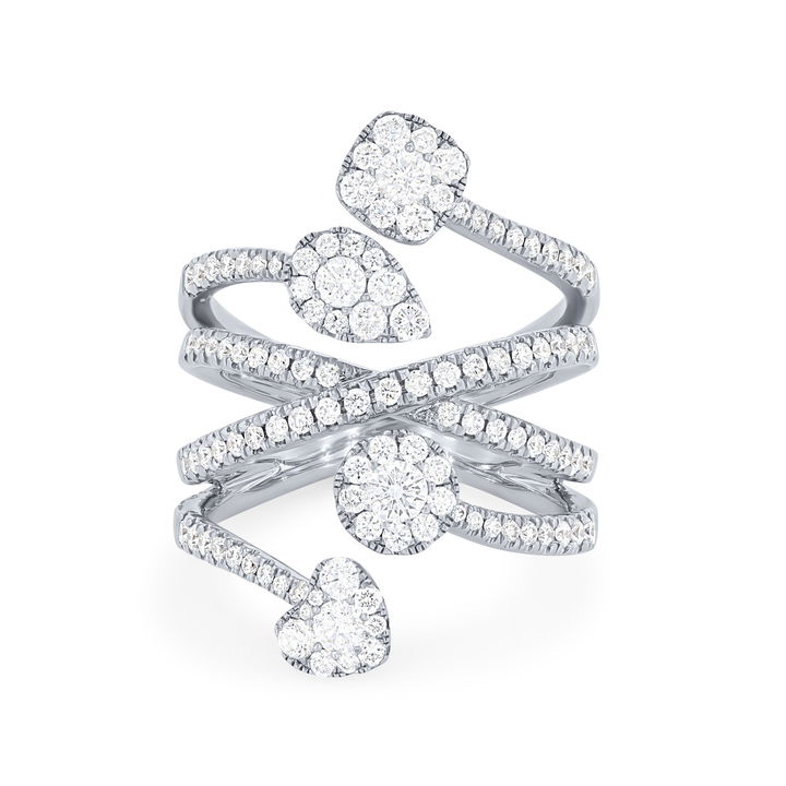 Rose Gold 18K Multirow Diamond Shape Ring