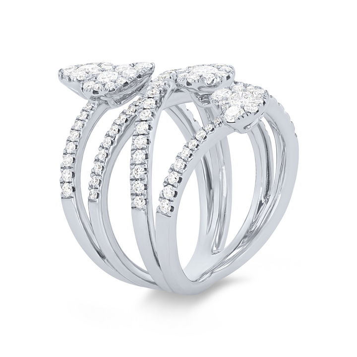 Rose Gold 18K Multirow Diamond Shape Ring