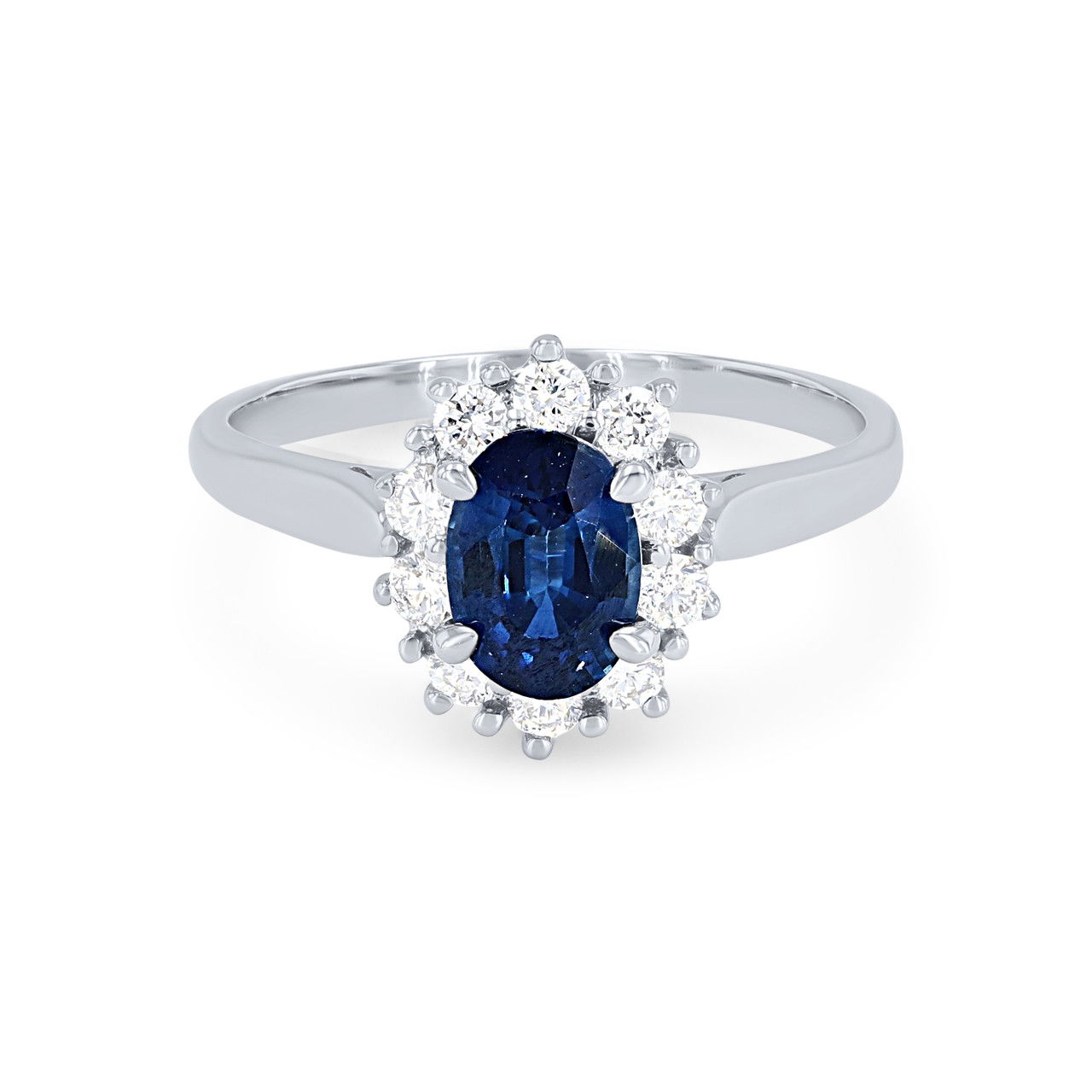 Oval Sapphire and Diamond Halo Ring