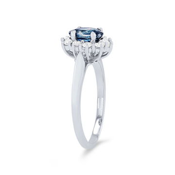 Oval Sapphire and Diamond Halo Ring 1