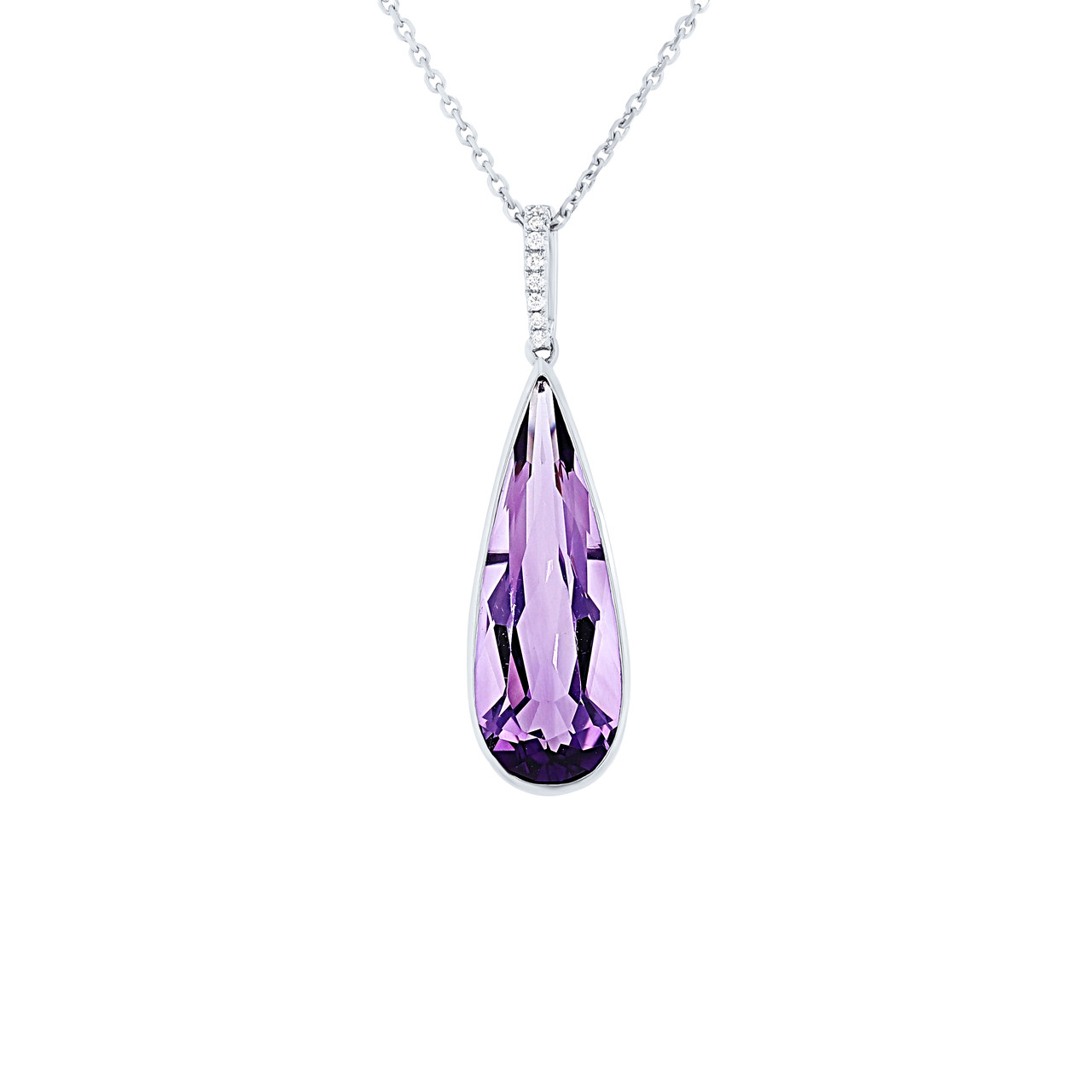 Amethyst and Diamond Drop Pendant 0