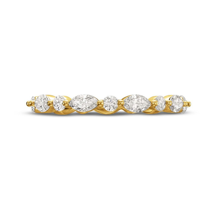 Alternating Marquise and Round Diamond Eternity Wedding Band by C. Gonshor In Yellow Gold 14K