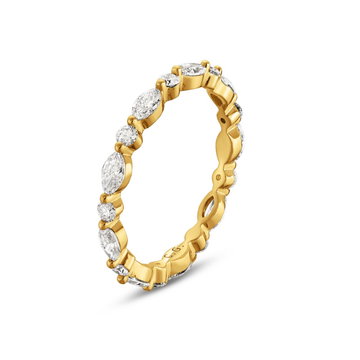 Alternating Marquise and Round Diamond Eternity Wedding Band by C. Gonshor In Yellow Gold 14K