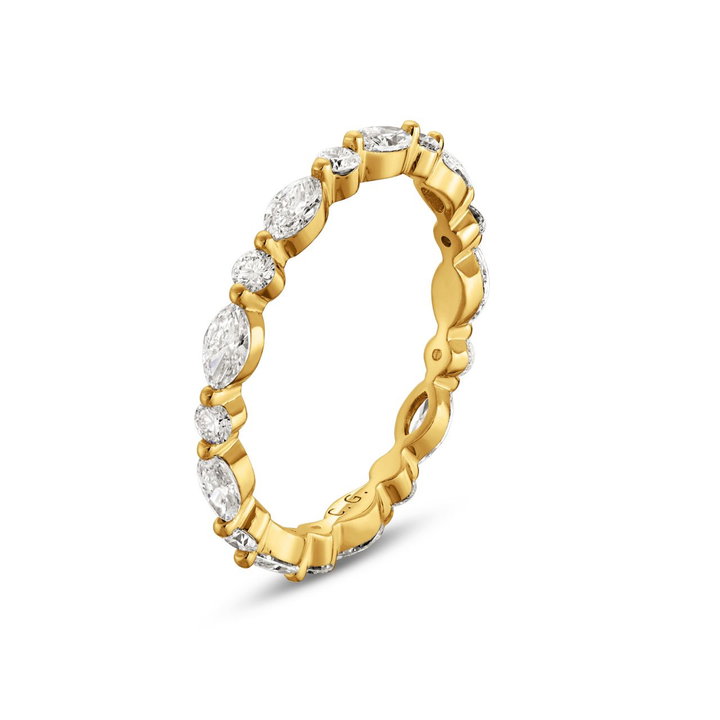 Alternating Marquise and Round Diamond Eternity Wedding Band by C. Gonshor In Yellow Gold 14K