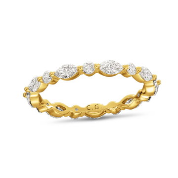 Alternating Marquise and Round Diamond Eternity Wedding Band by C. Gonshor In Yellow Gold 14K
