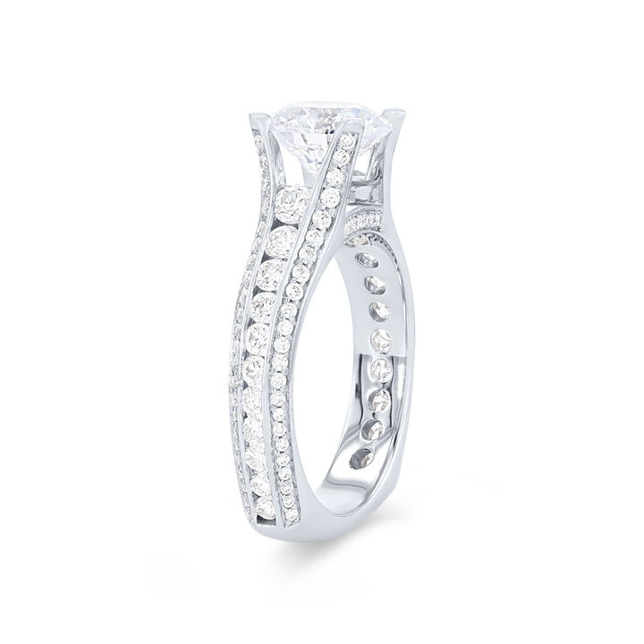 White Gold 18K Michael M. Strada Graduated Three Row Engagement Setting