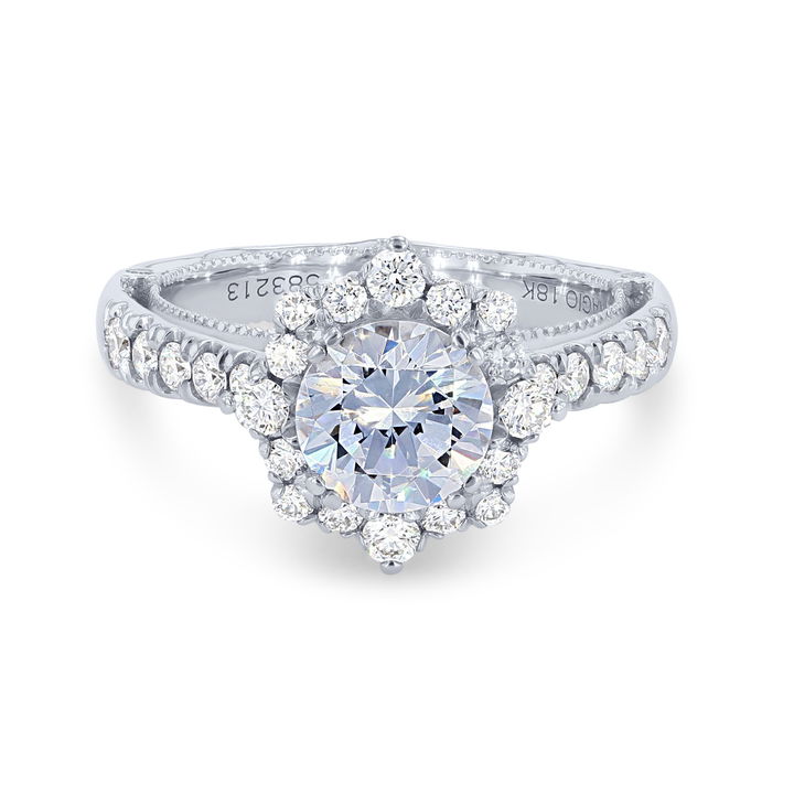 White And Yellow Gold 18K Verragio Venetian Alternating Halo Engagement Setting