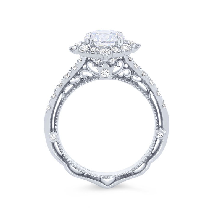 White And Yellow Gold 18K Verragio Venetian Alternating Halo Engagement Setting