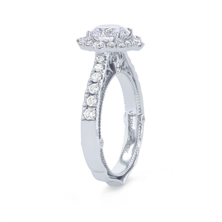 White And Yellow Gold 18K Verragio Venetian Alternating Halo Engagement Setting