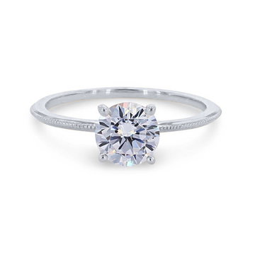 Solitaire Milgrain Knife Edge Engagement Setting In White Gold 14K