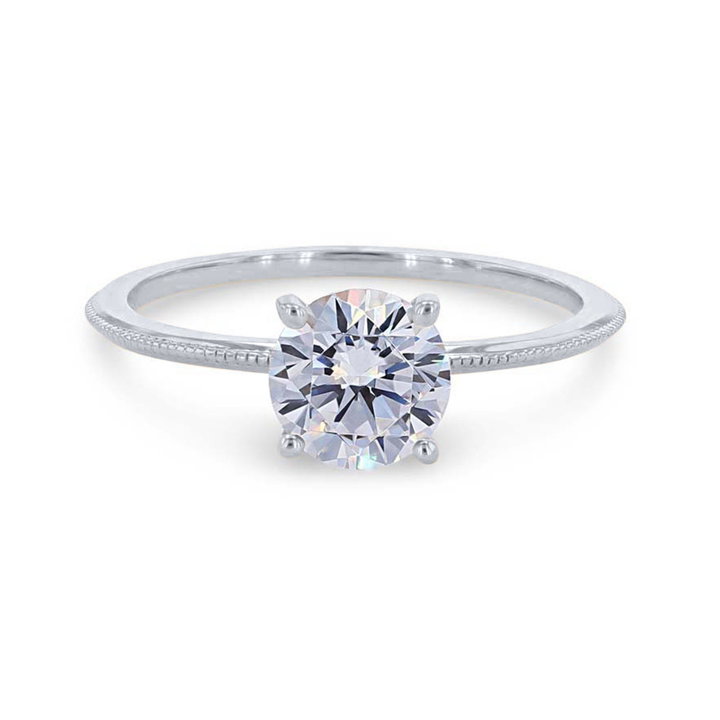 Solitaire Milgrain Knife Edge Engagement Setting In White Gold 14K
