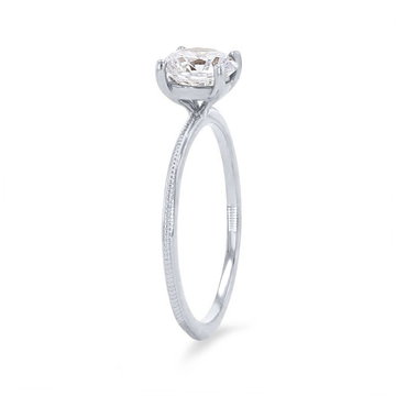 Solitaire Milgrain Knife Edge Engagement Setting In White Gold 14K